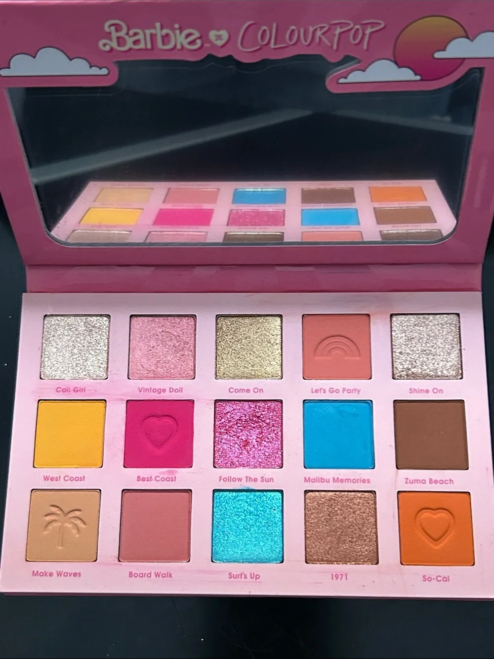 Barbie ColourPop Malibu Eyeshadow Palette - Pink, Blue, Yellow, Orange, Green